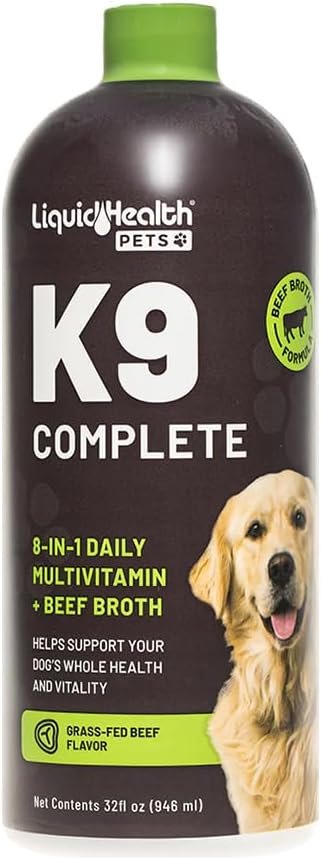 LIQUIDHEALTH Pets K9 Complete 8-in-1 Liquid Multivitamin for Adult Senior Dogs & Puppies, All in One Complete Formula Canine Vitamins for Skin & Coat, Joint Health, Immune Support – USA Made (32 oz)