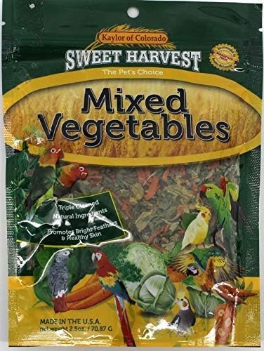 Mixed Vegetables Treat, 2.5 Oz Bag – Real Vegetables for Birds – Cockatiels, Parakeets, Parrots, Macaws, Conures