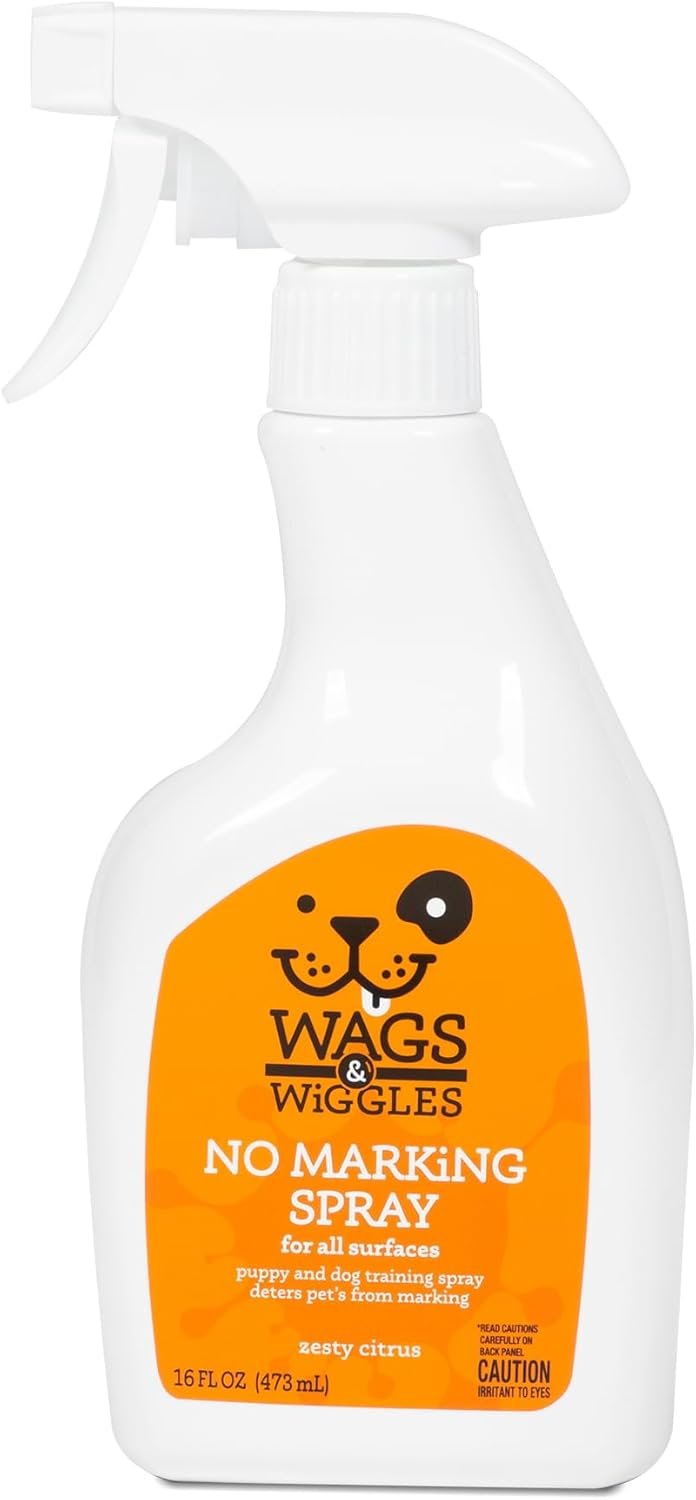 Wags & Wiggles No Marking Deterrent Training Spray for Dogs – Indoor Dog Pee Repellent & Behavior Aid, Anti Pee & Urine Deterrent, No More Marking, Ideal for Potty Training, 16 Fl Oz