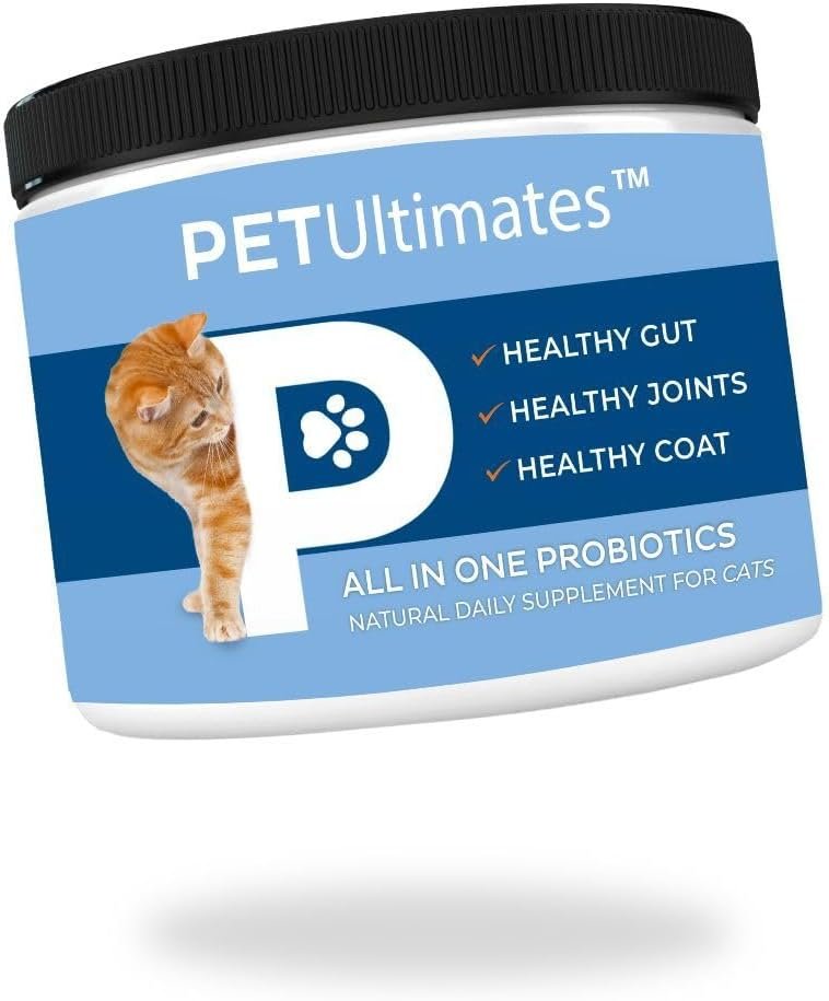 Pet Ultimates Probiotics for Cats – 20-Species Cat’s Probiotic Powder to Treat Diarrhea, Vomiting, Digestive Support & Antibiotics Recovery – Cat Health Supplies (44 gr)