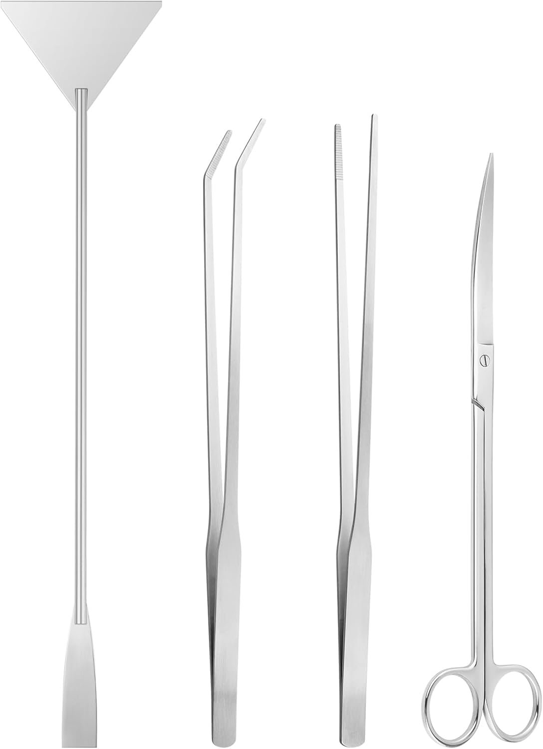 Ohtomber Aquascape Tools Aquarium Kit – 4PCS Terrarium Supplies Include Long Tweezers for Terrarium, Feeding Tongs, Aquarium Scissors, Algae Scraper for Fish Tank Cleaning Plant Trimming