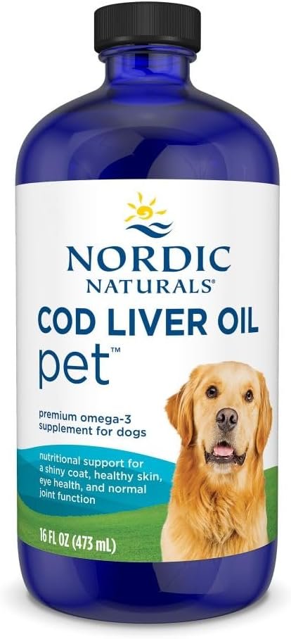 Nordic Naturals Pet Cod Liver Oil, Unflavored – 16 oz – 1048 mg Omega-3 Per Teaspoon – Fish Oil for Dogs with EPA & DHA – Promotes Skin, Coat, & Immune Health
