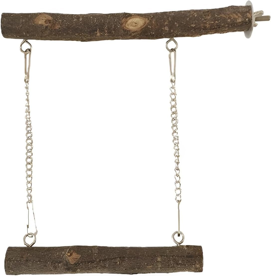 Bird Swing, Parrot Perch Stand Natural Wood Stand Parrot Cage Toys for Parakeet Cockatoo Budgie Lovebirds Cockatiel Small Animal
