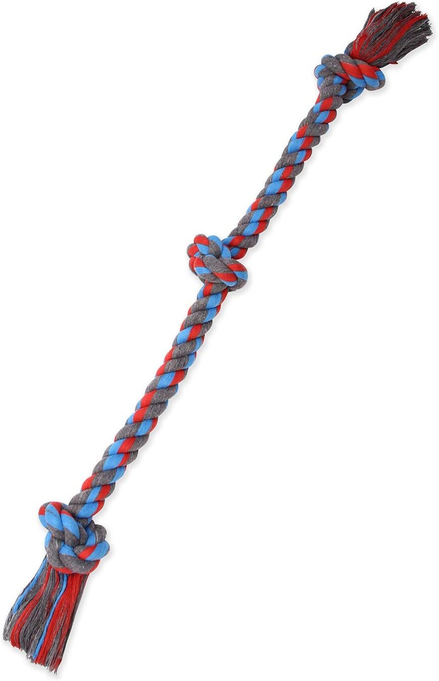 Mammoth Pet Products Mammoth Flossy Chews Assorted Color Rope, Premium Cotton-Poly 3 Knot Tug Dog , X-Large