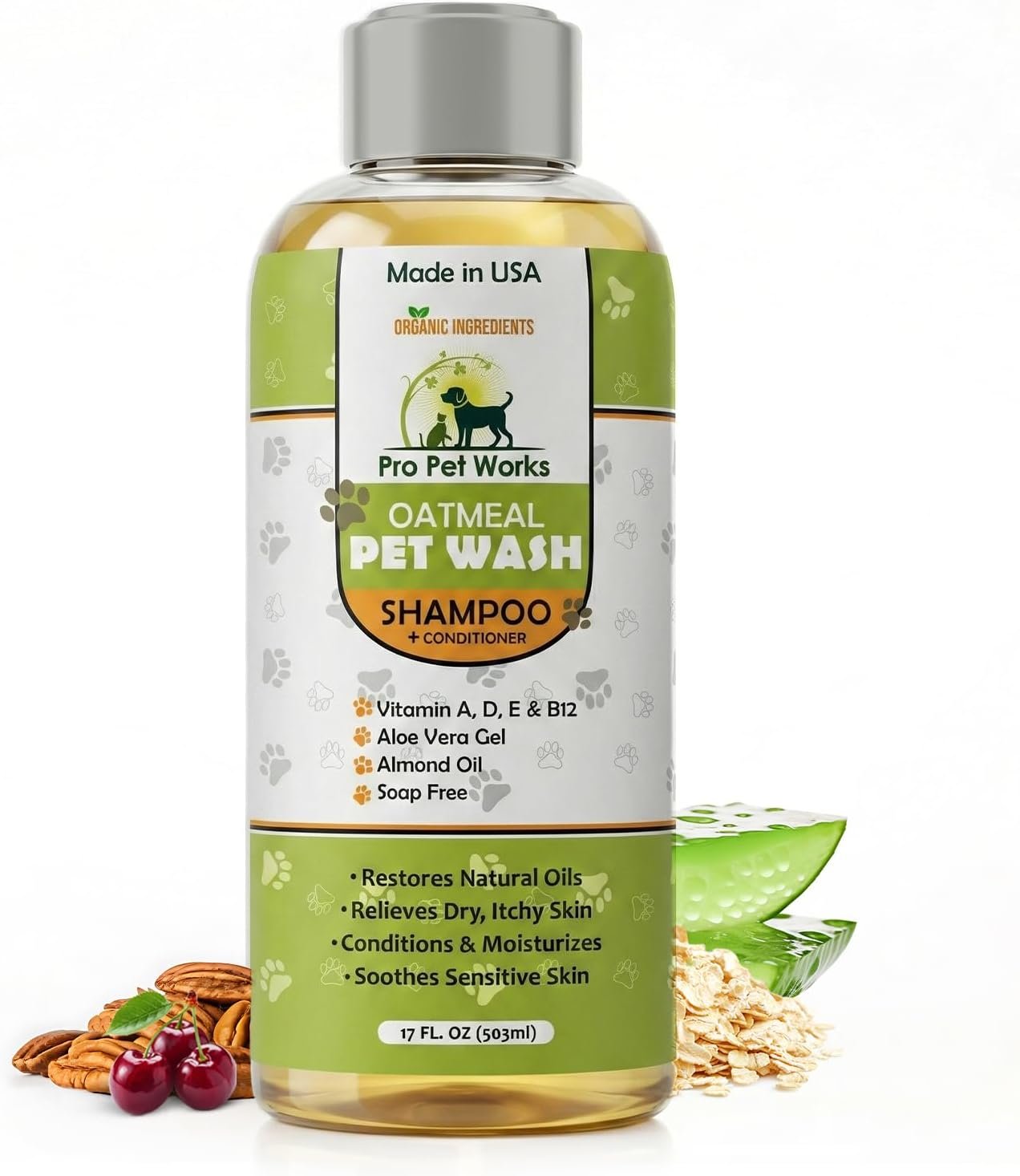 Oatmeal Dog Shampoo and Conditioner for Allergies, Itching and Sensitive Skin – Smelly, Itchy Pet Cleaning Supplies – Puppy Wash, Anti Itch and Dandruff, Organic Formula – Suitable for Cats