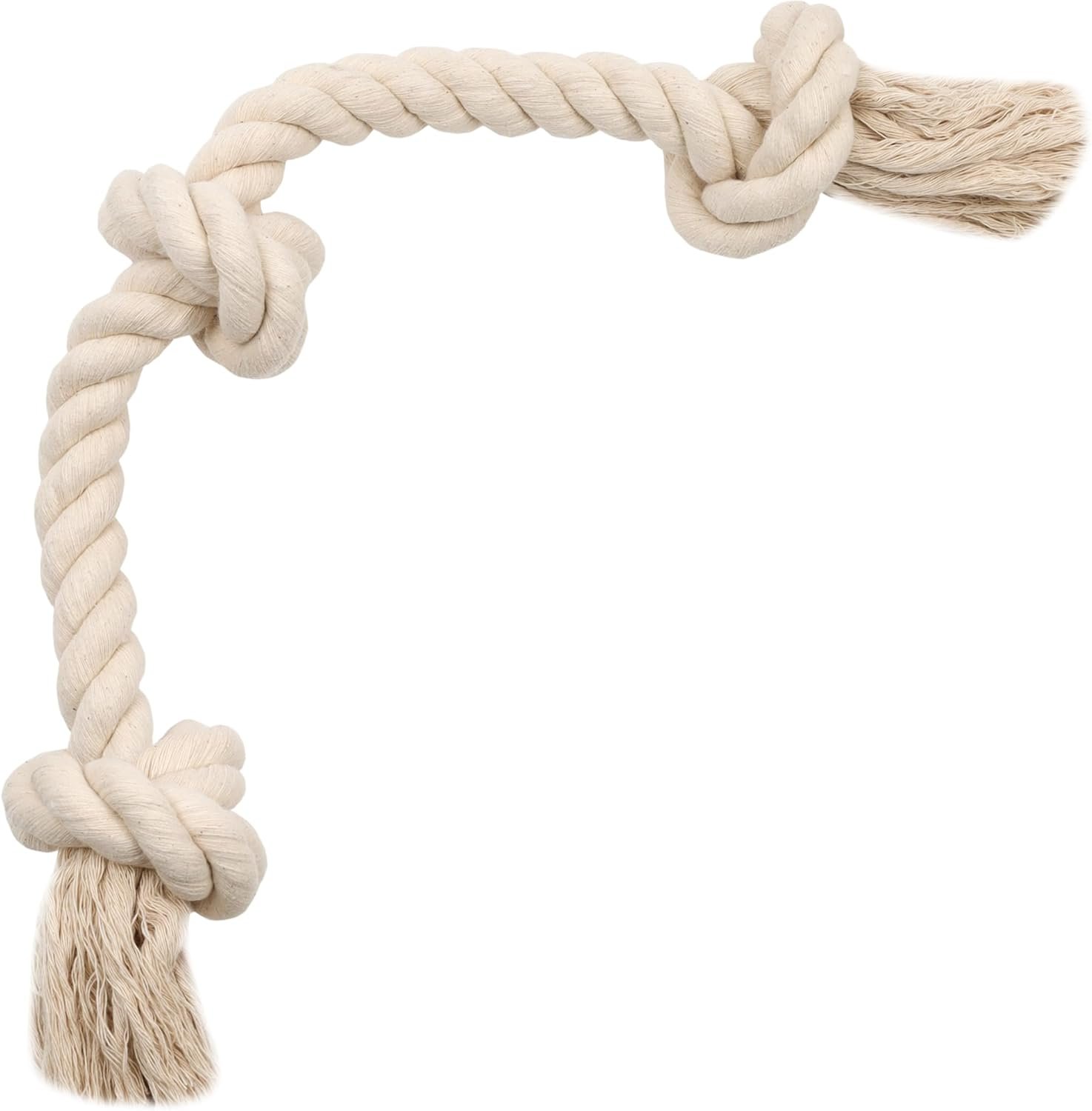 Barida Natural White Cotton Tough Dog Rope Toy for Medium & Large Dogs. Non Toxic and Premium Rope Toys for Dogs.
