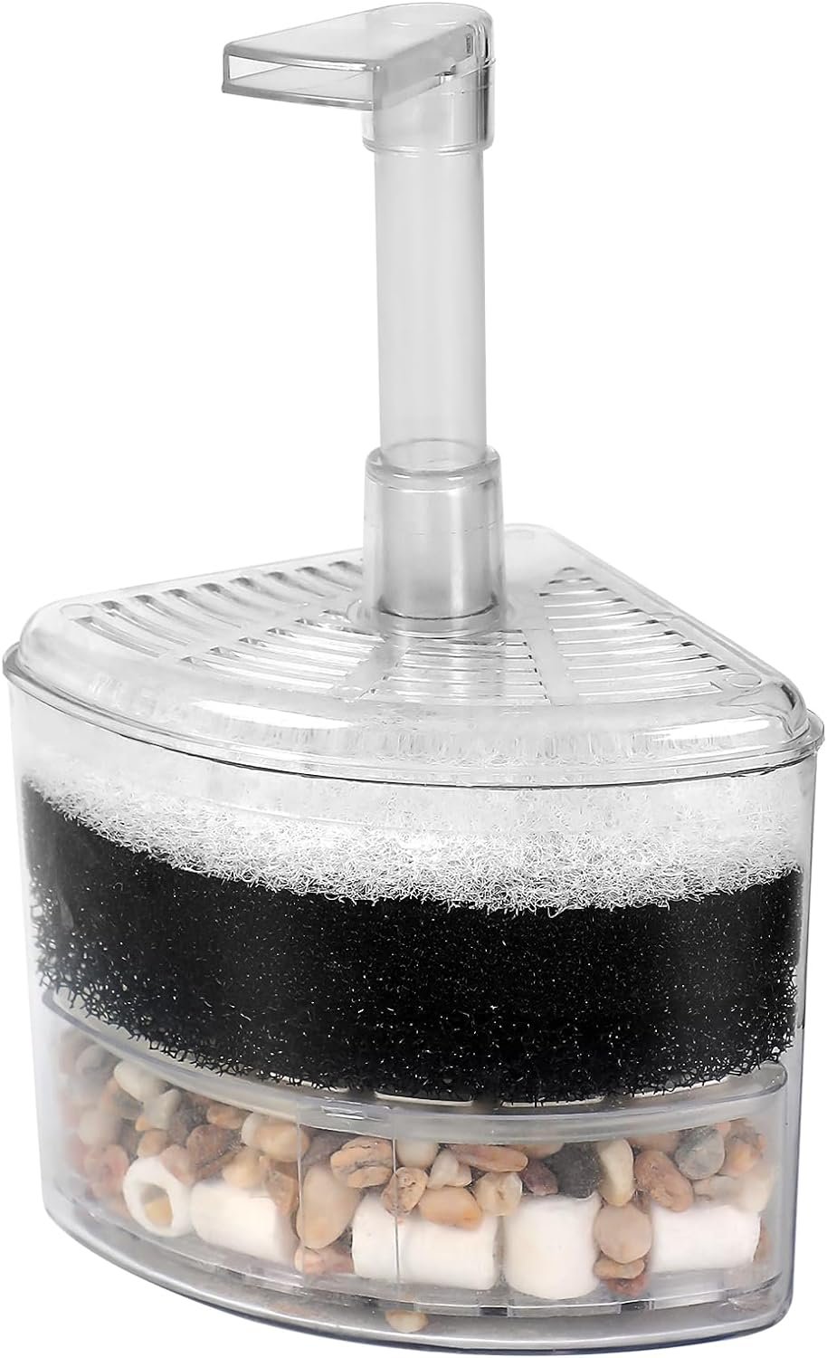 AQUANEAT Aquarium Air Driven Corner Sponge Filter, for Fry Shrimp Nano Fish Tank, with Multi Kinds of Filter Media (Small)