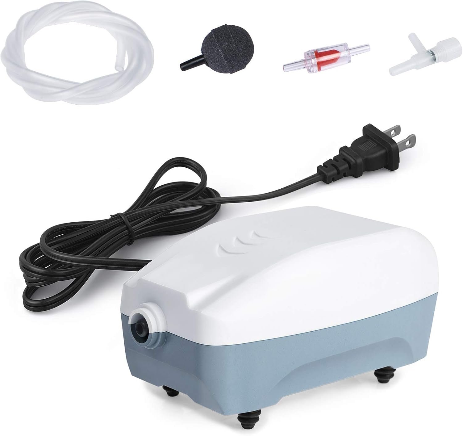 HITOP 2W Single Outlet Aquarium Air Pump, 1.5L/Min Fish Tank Aerator with Accessories, Quiet Oxygen Pump for Small Tank up to 15gallon