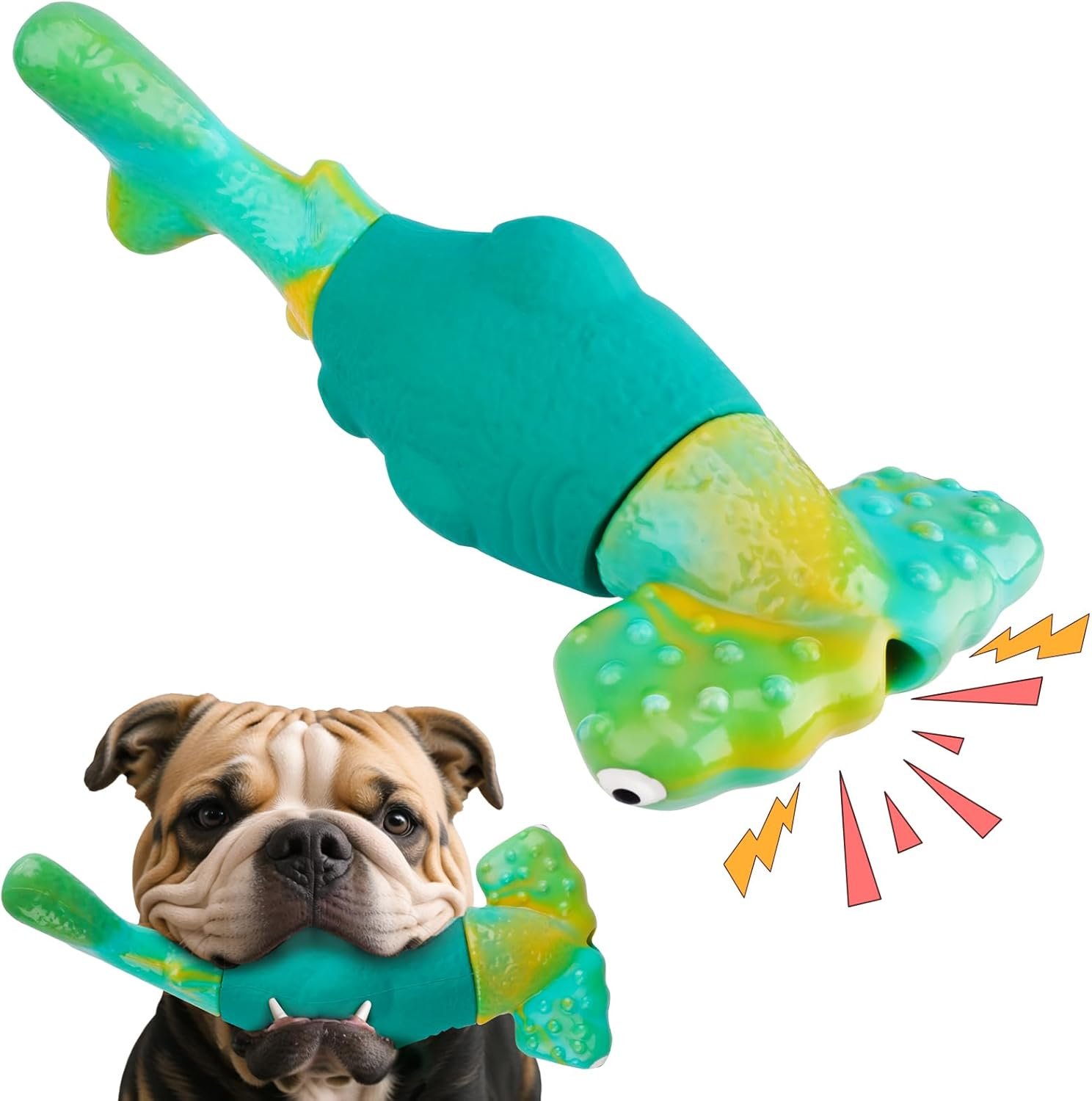 Dog Toys for Aggressive Chewers, Interactive Dog Chew Toys for Large Dogs, Squeaky Chew Toys to Keep Them Busy, Tough Toys for Medium/Large Breed (Green)