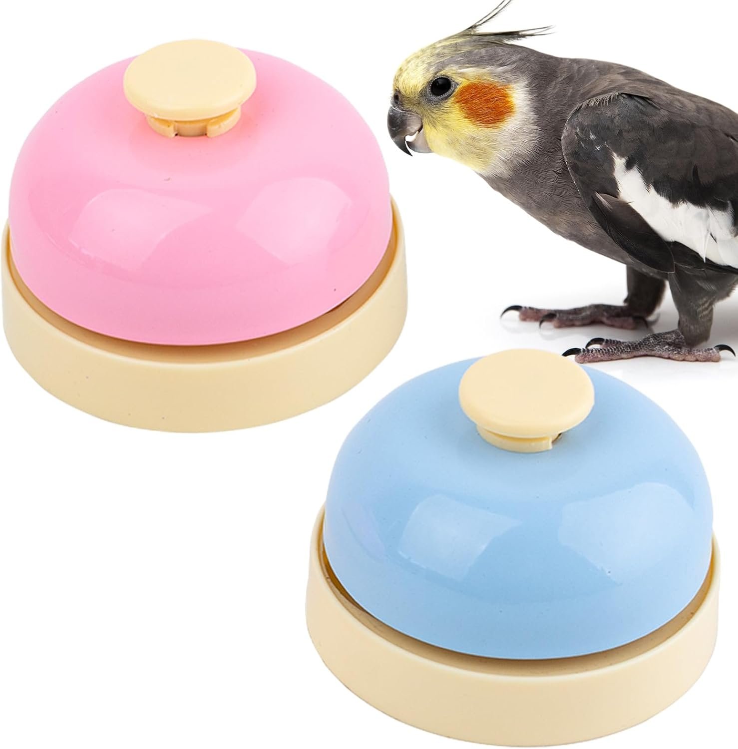 FlidRunest Bird Bell Toys, 2 Pack Parrot Training Bell, Bird Tell Bell, Pet Training Bell Toy, Bird Stainless Steel Bell for Parrots, Parakeets, Conures, Cockatiels, Dogs
