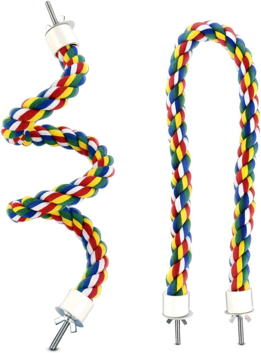 Bird Bungee Climbing Swing – Colorful Parakeet Rope Perch (23.6 Inches)