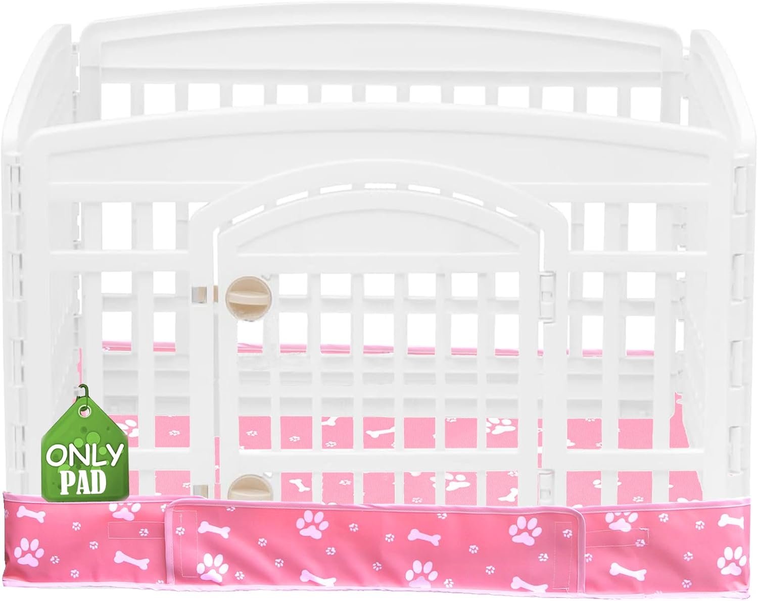 Dog Playpen Bottom Pad Fits for 36 Inch 4 Panels Exercise Pet Playpen, Dog Crate Pad Puppy Playpen Pad, Hoop and Loop Design (Note: Playpen Not Included). -Pink