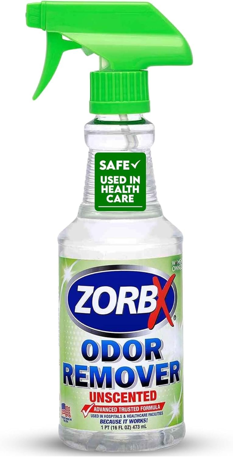 ZORBX Unscented Odor Eliminator for Strong Odor 16 Fl Oz – Used in Hospitals & Healthcare Facilities – Advanced Trusted Formula, Fast-Acting Odor Remover Spray for Dog, Cat, House & Carpet