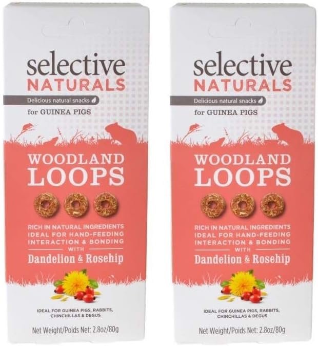 Supreme Petfoods 2 Pack of Selective Naturals Woodland Loops Guinea Pig Treats, 2.8 Ounces each, with Dandelion and Rosehip