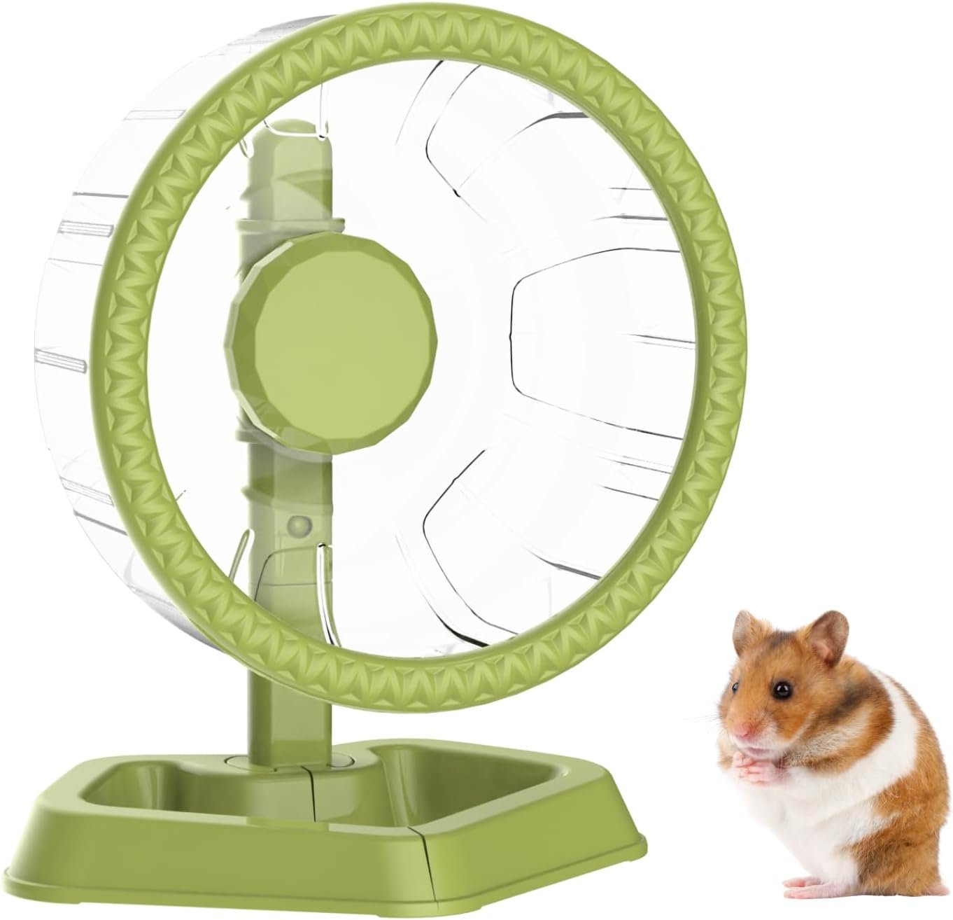 Hamster Wheel, Quiet Spinner Hamster Running Exercise Wheel with Adjustable Stand for Small Animals Syrian Dwarf Gerbils Mice (Green, Small(6.3 inch))