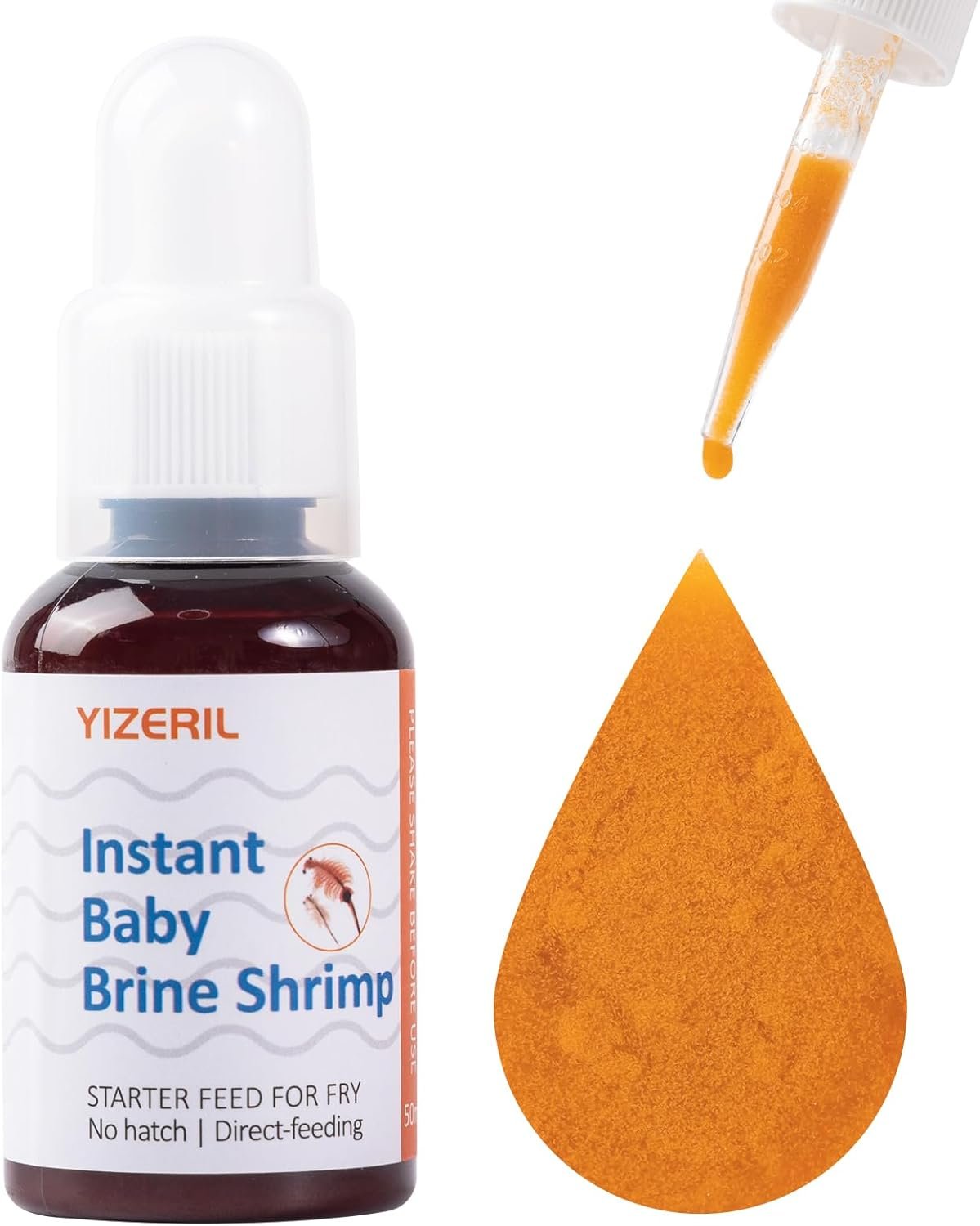 Instant Baby Brine Shrimp Fish Food – No Hatch High Protein Fry Food for Betta Guppy Discus Tropical Fish Saltwater & Freshwater Aquarium(50ml)