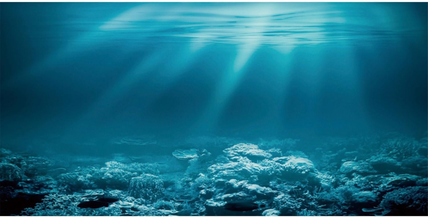 AWERT 30×18 inches Undersea Theme Aquarium Background Sunshine Underwater World Fish Tank Background Durable Polyester Background