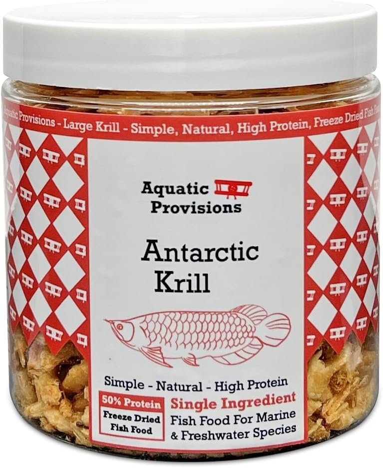 Freeze Dried Antarctic Krill Fish Food 1 oz, for Freshwater and Marine Aquarium Fish