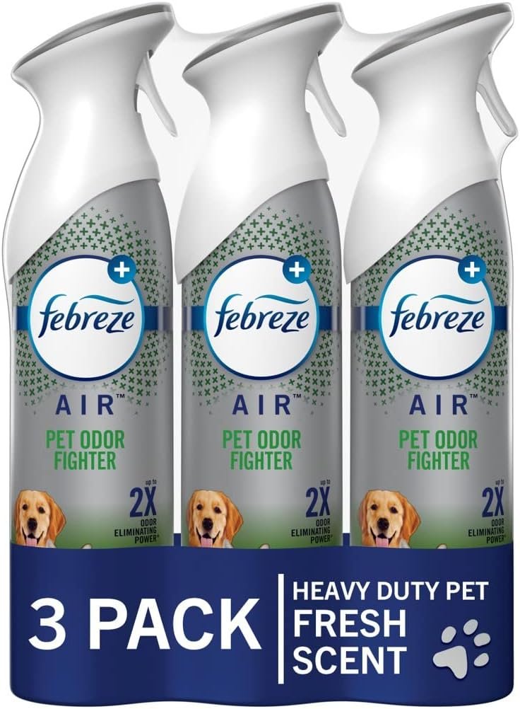 Febreze Air Mist Air Freshener Spray, Odor-Fighting Room Spray, Air Fresheners for Home and Bathroom and Kitchen, Aerosol Can, HD Pet Odor Fighter Scent, 8.8oz (Pack of 3)