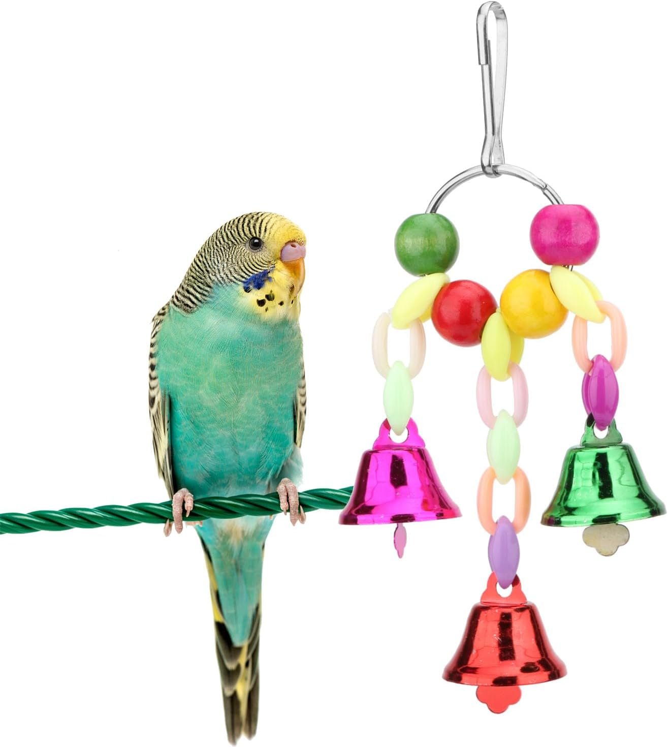 Hypeety Parrot Chew Toys Swing Colorful Bells Chandelier Bird Hanging Toy Parrot Cage Craft Toys Cages African Grey Conure Cockatiel Hanging Bell B