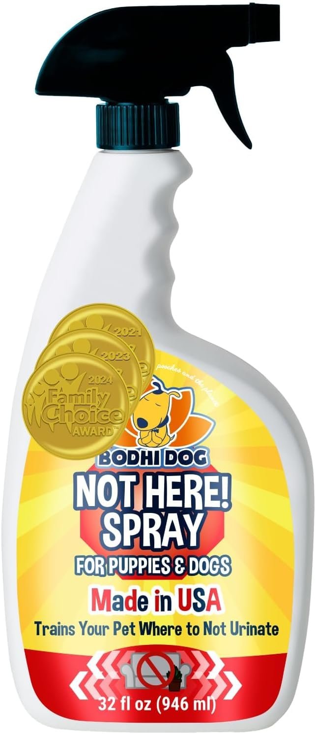 Bodhi Dog Not Here! Spray – Trains Your Pet Where Not to Pee Indoors or Outdoors – Anti Marking Deterrent for Furniture, Carpet & Floor – Training Corrector for Puppies & Dogs – Made in USA (32 Fl Oz)