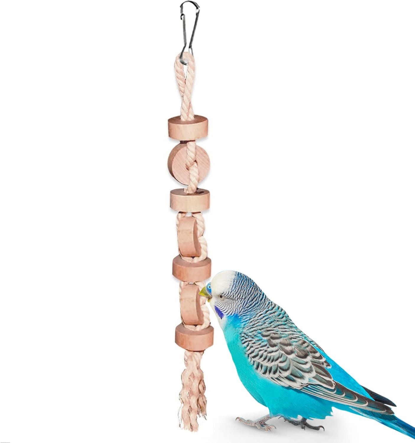 SunGrow Parakeet Wooden Chew Toy, Hanging Wood Cookies for Pecking and Chewing, Great for Parrots, Macaws, African Grays & Conures, 1 Pack