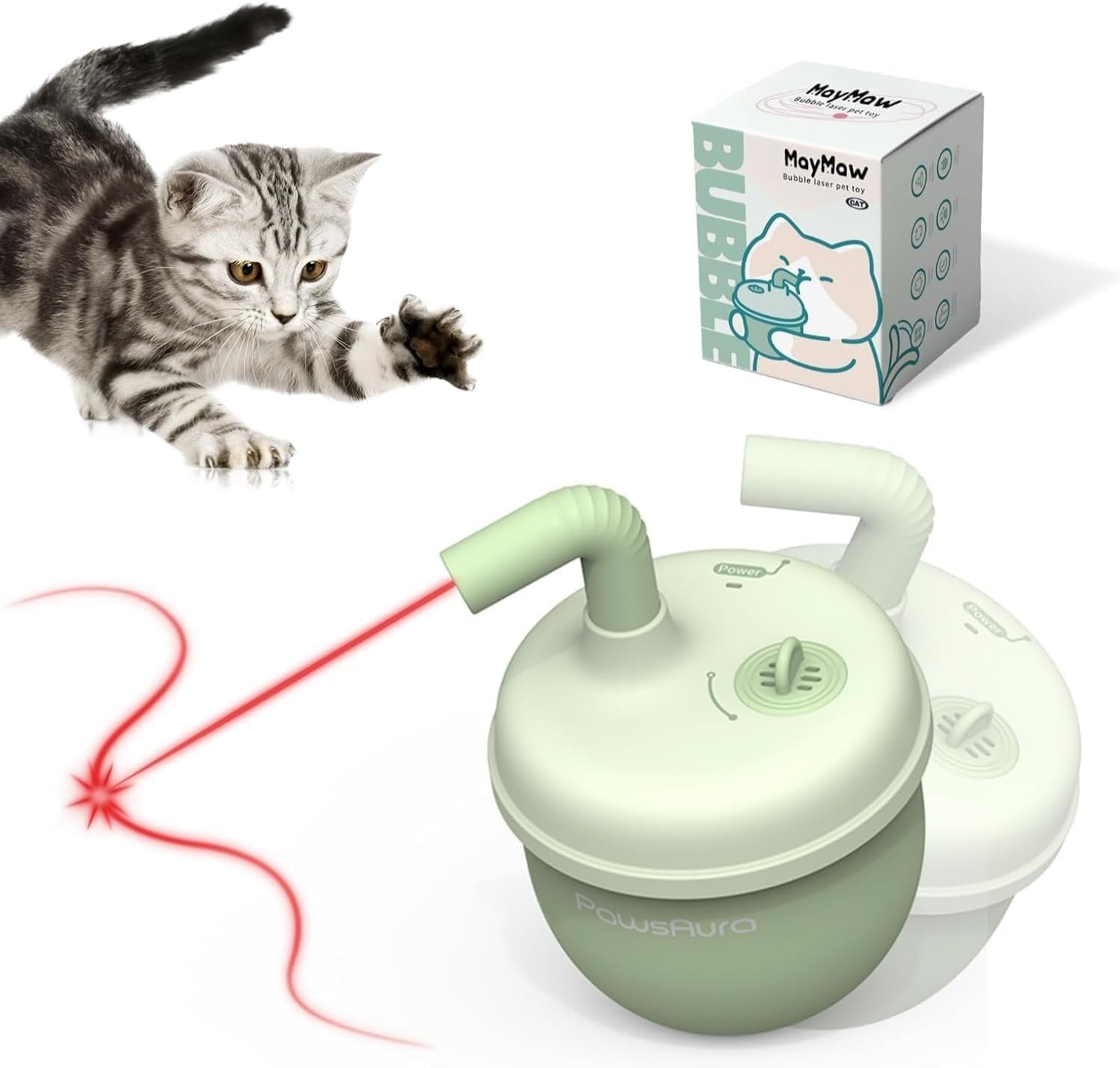 Automatic Laser Cat Interactive Toy – Self-Balancing 360° Auto-Spin Laser Pointer with Catnip Hole, Triple-Sensory – Kitten Sight, Smell & Touch, Boredom Relief Toys for Indoor Adult Cats