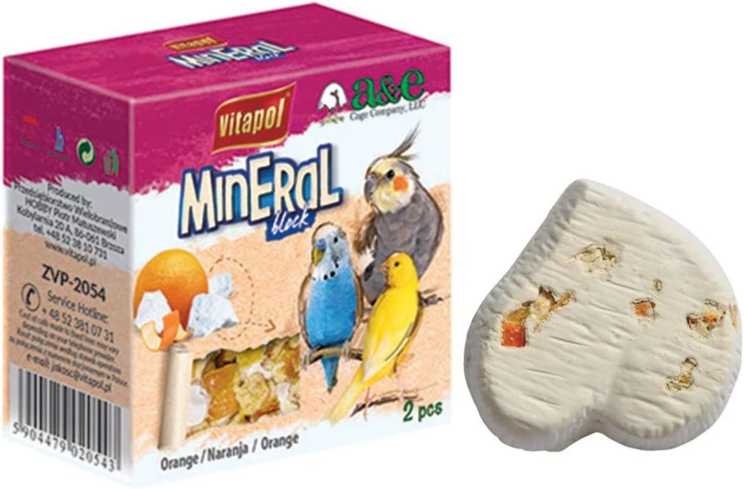 a&e Cage Company Orange Infused Bird Mineral Block