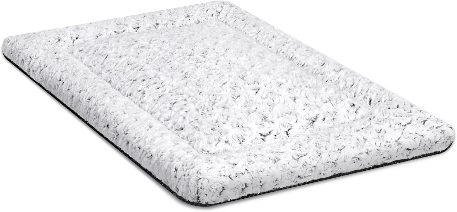 Washable Dog Bed Crate Pad for Medium Large Size, Soft Kennel Pad Crate Mat for Dog Cage Anti-Slip Comfy Pet Bed,35″ x 22″,Gray