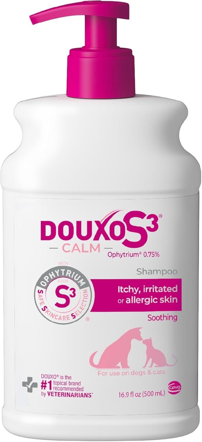 Douxo S3 Calm Shampoo, Contains 0.75% Ophytrium, Soothing, For Itchy, Irritated or Allergic Skin, For Dogs and Cats, 16.9 fl. oz. (500mL)