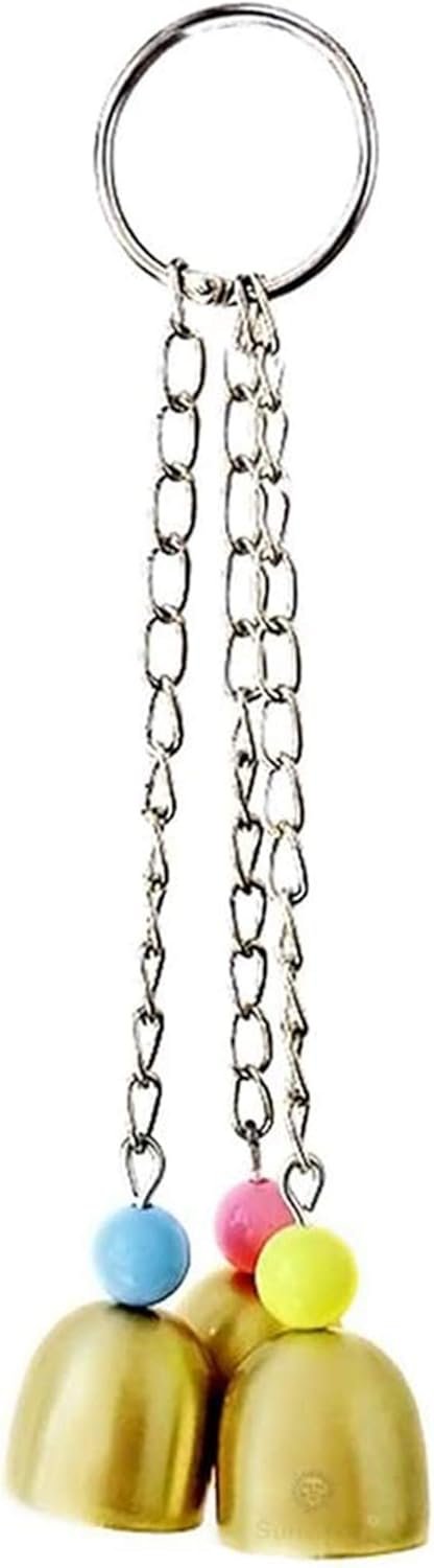 SunGrow Parrot Bell Toy Accessory, Galvanized Steel Jingle Chime Set with Hanging Clip, Cage Chew Play Item for Cockatiel Conure Lovebird, Small Bird Plaything Sound Enrichment