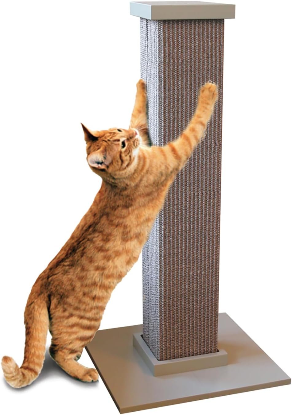 SmartCat Ultimate Scratching Post – Gray, Large 32 Inch Tower – Sisal Fiber, Simple Design – For All Cats