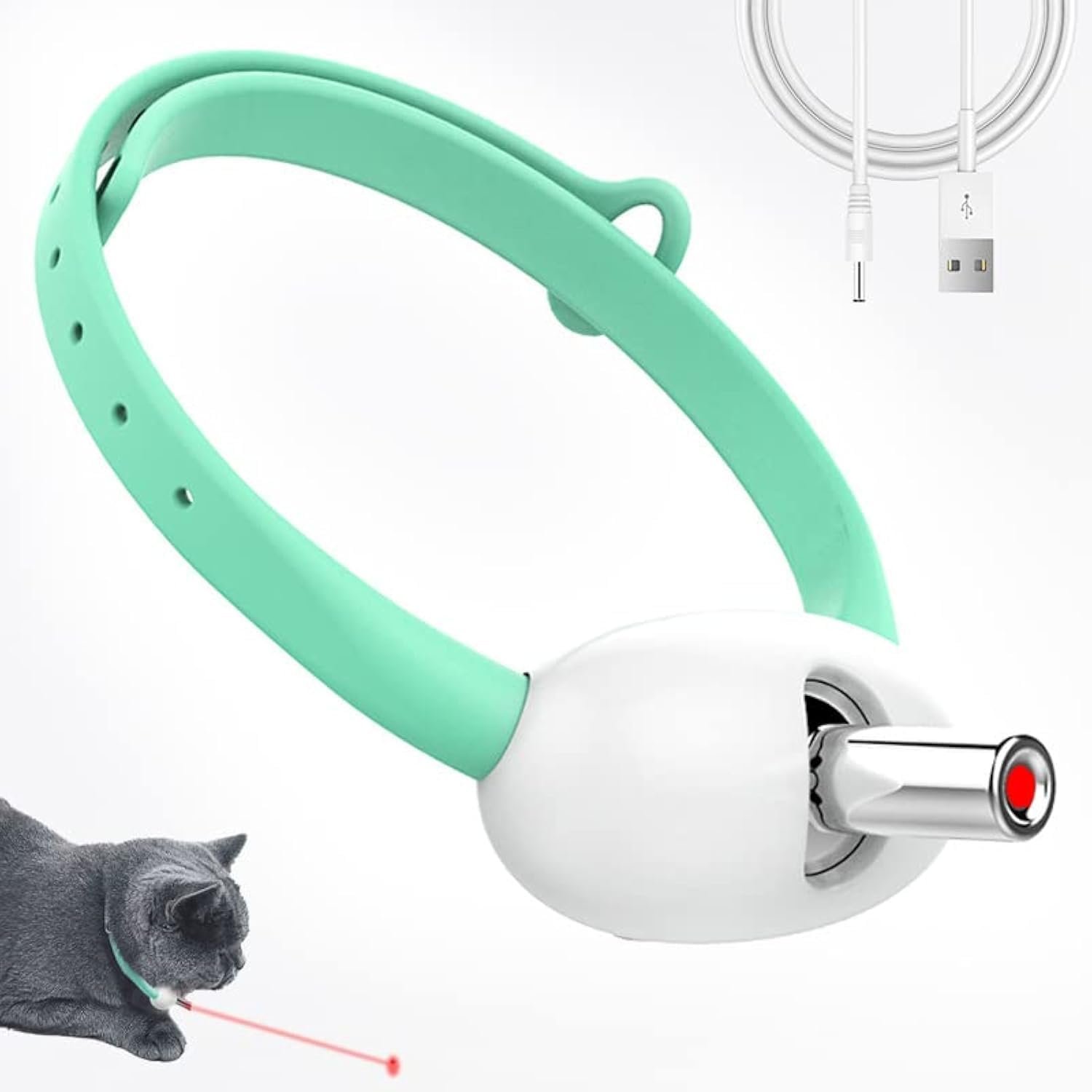 Laser Pointer Collar for Cats – Wearable Automatic Cat Laser Light Toy, Electric Smart Amusing USB Rechargeable Interactive Kitten Collar