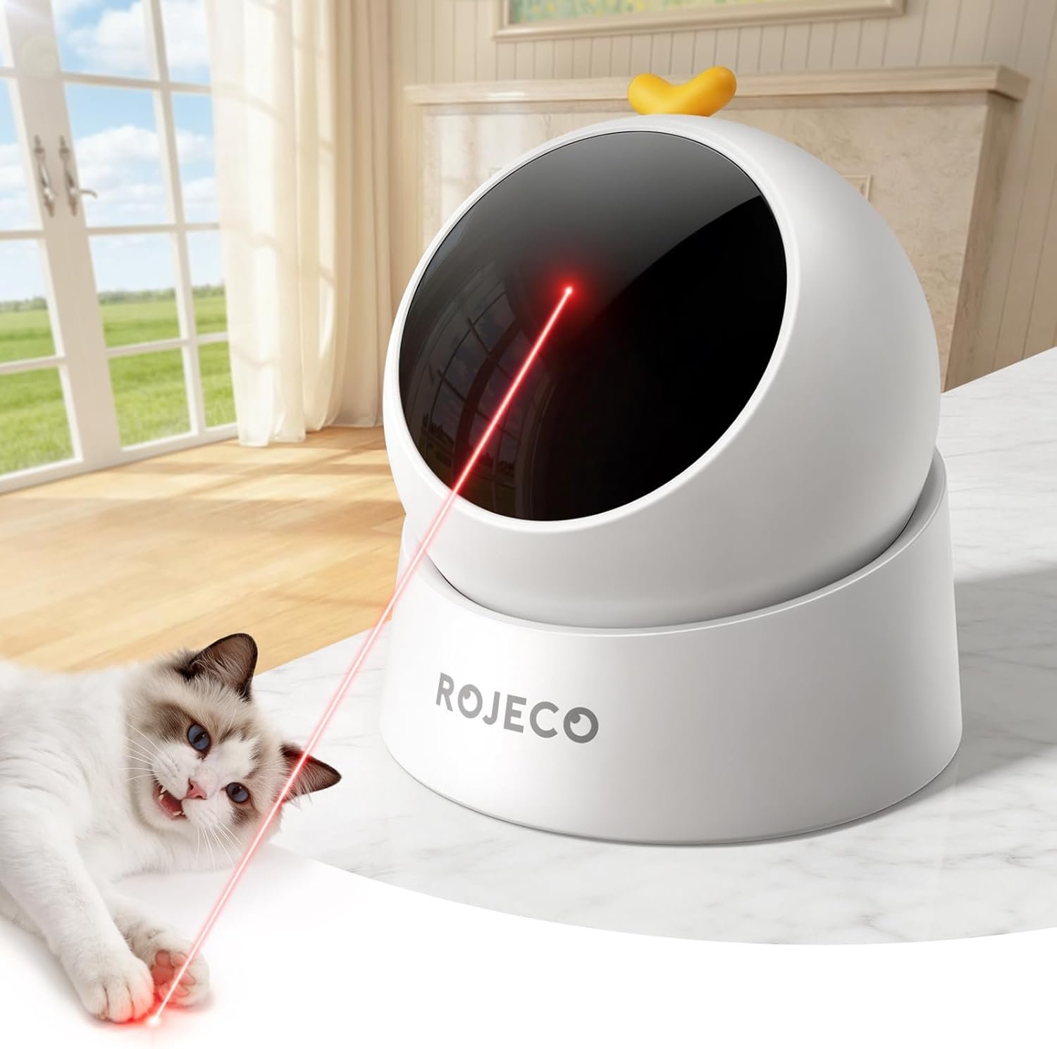 ROJECO Auto Laser Cat Toys for Indoor Cats,Upgraded Interactive Cat Toy,Random Trajectory Laser with Magnetic Base,3 Speed Modes & Auto Sleep,Rechargeable Interactive Cat Toys for Bored Indoor