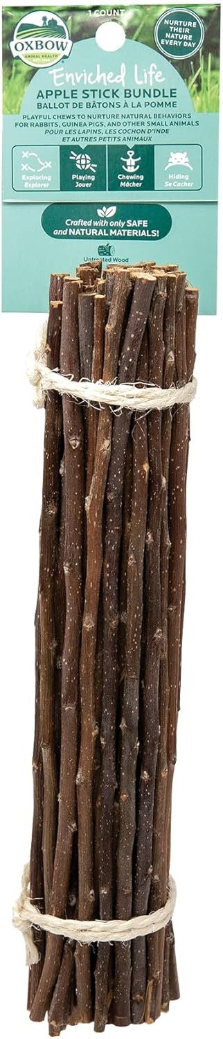 Oxbow Enriched Life Apple Stick Bundle, Rabbit Toys, Guinea Pig Toys, Enrichment for Bunny, Guinea Pig, Hamster, Rabbit, Chinchilla, Rat, Chinchilla Cage Accessories, Small Pet Accessories for Cage