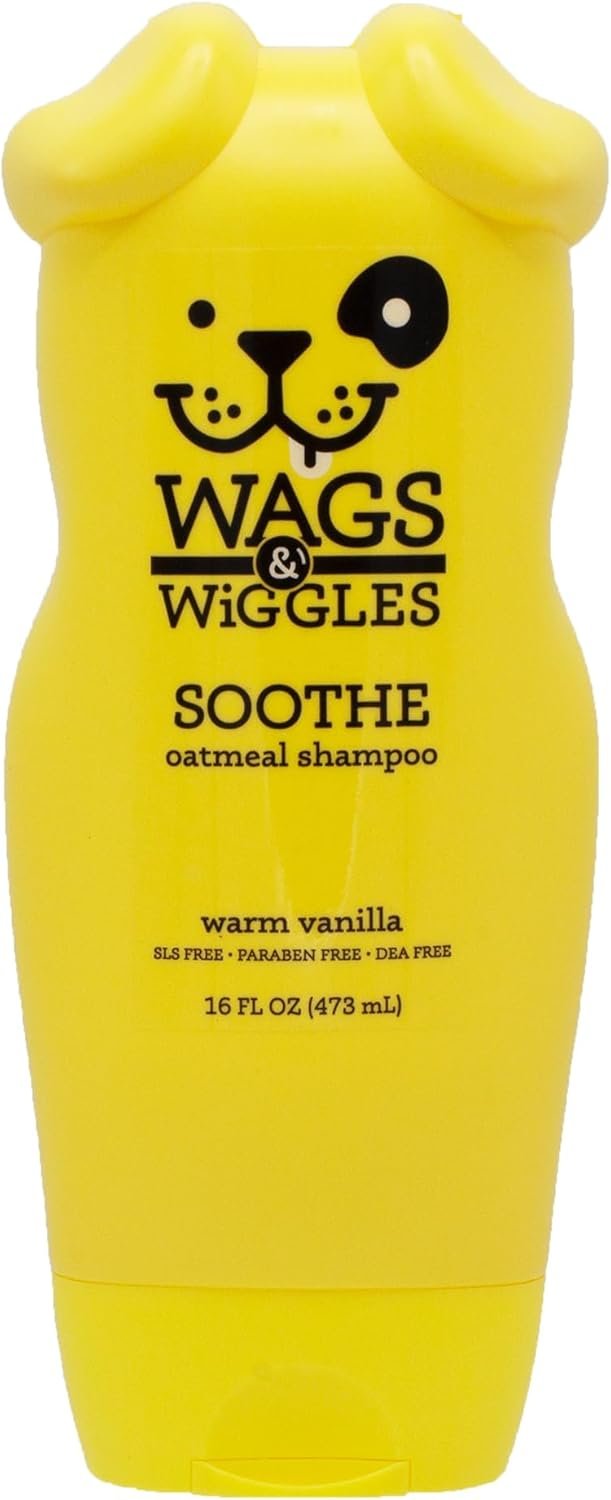Wags & Wiggles Soothe Oatmeal Dog Shampoo, Warm Vanilla Scent – Soothing Shampoo for Dogs with Dry, Itchy, and Sensitive Skin, 16 Fl Oz