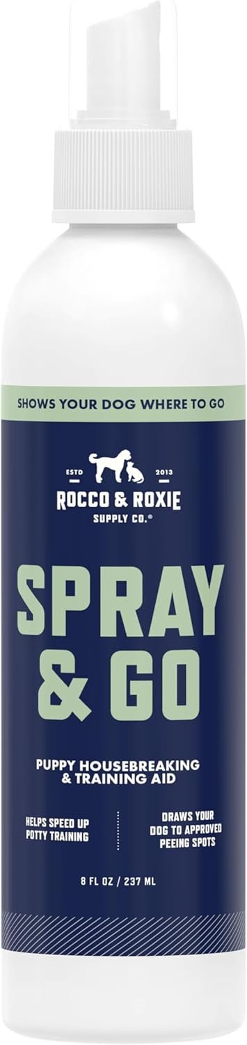 Rocco & Roxie Puppy Potty Training Go Here Spray for Dogs – Attract Dog to Pee in One Spot – Behavior and Housebreaking Aids – Indoor and Outdoor – Tools and Supplies for Dogs and Puppies Made in USA