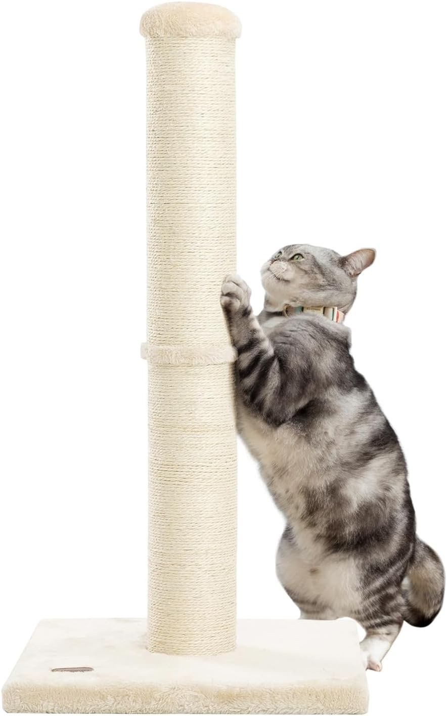 34inch Cat Scratching Post with Natural Sisal Rope 4.3Inch Large Diameter Scratcher Post Tree for Indoor Cats Beige