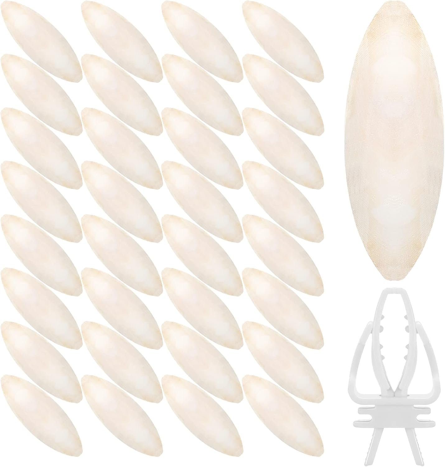40 Pcs Cuddle Bone Cuttlefish Bone 3.0″ to 3.5″ Cuttlebone for Birds with 1 Parakeet Cuttlebone Holder Bird Cage Food Clip, Parakeet Toys Chew Toy for Birds Parrots Cockatiels Budgie Snails Reptiles