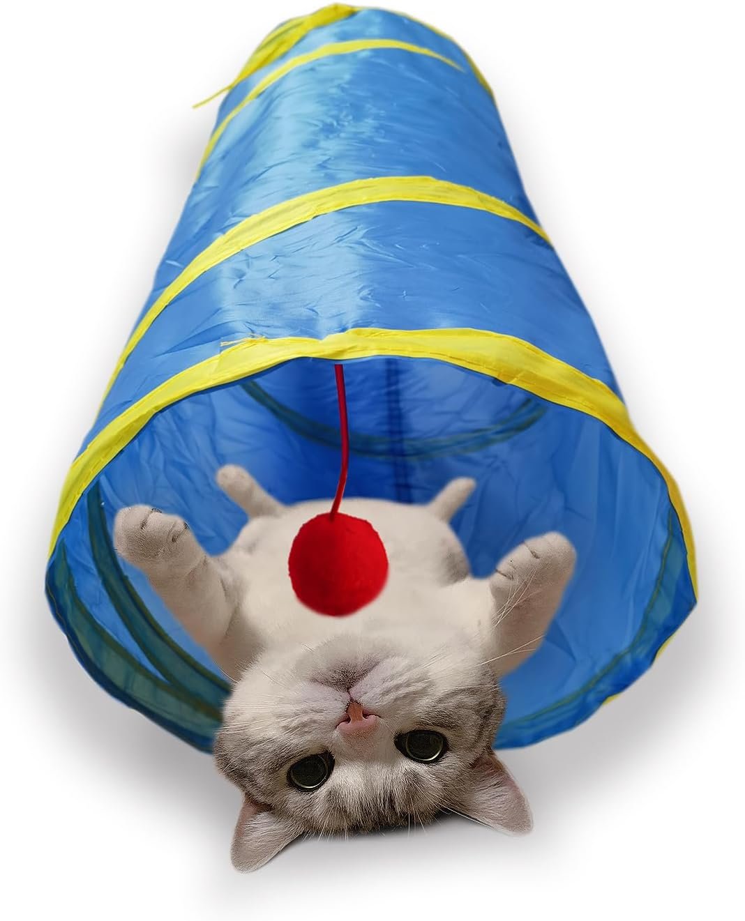 Cat Tunnel Tube Toys，Tunnels for Indoor Cats, 2 Way Collapsible Interactive Toy with Balls for Rabbits, Kittens, Ferrets, Puppy