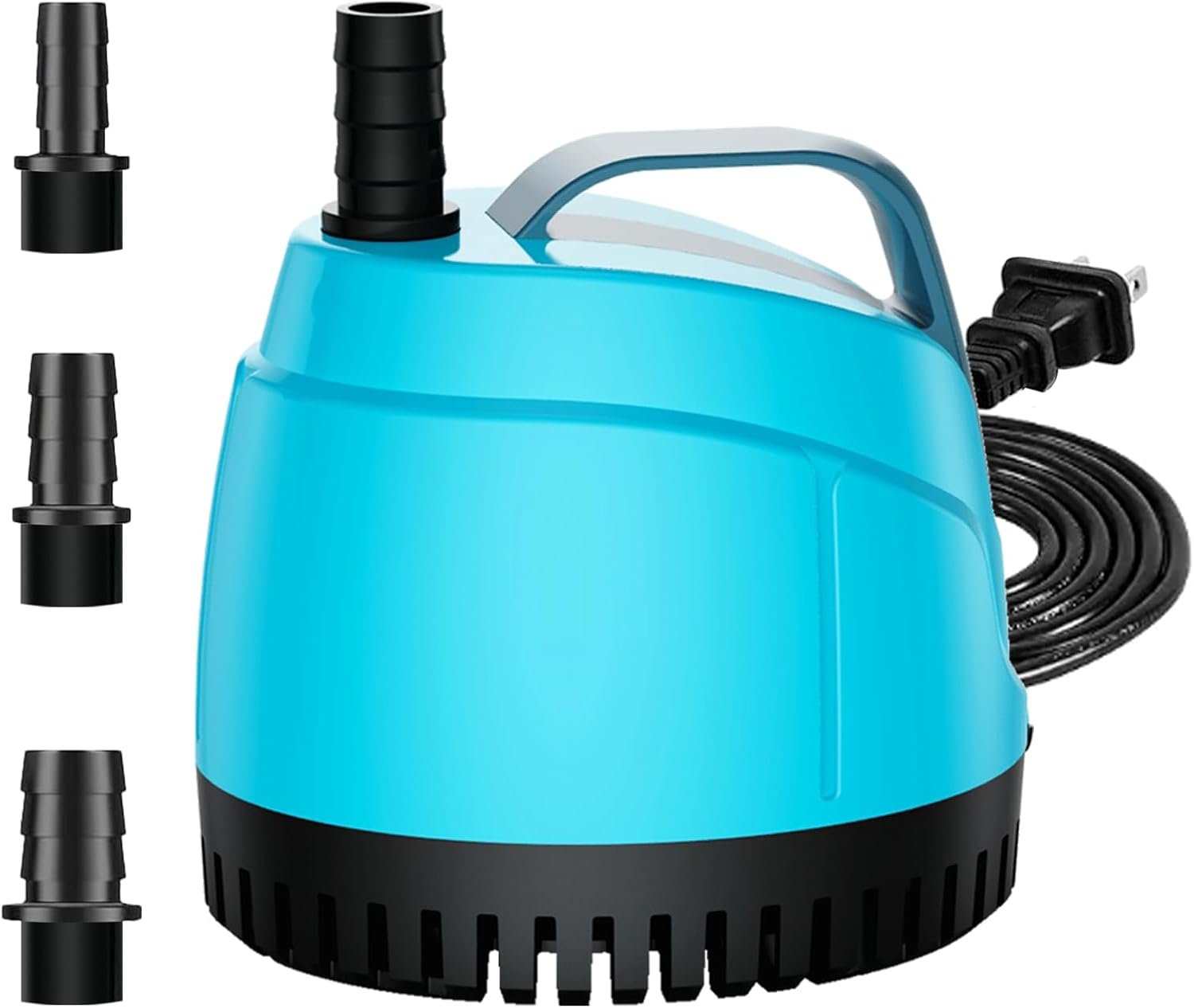 700GPH Ultra Quiet Bottom Suction Submersible Water Pump (2600L/H, 40W) with 3 Nozzles,8ft High Head,Suitable for Aquariums,Fish Tanks, Pond Fountains, Hydroponic Green,Indoor Fountains