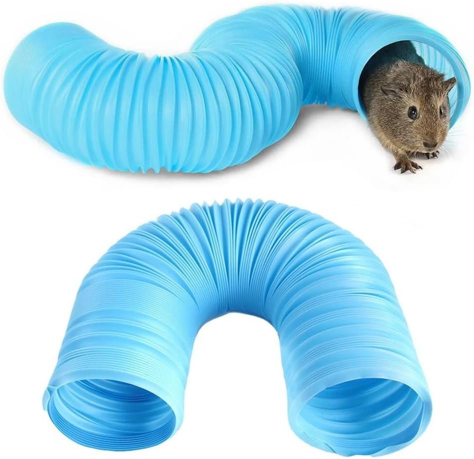 2 Pack Hamster Tunnel Ferrets Fun Tunnels Foldable Exercising Training Tubes Hideout Pipe Toy for Guinea Pigs Chinchillas Gerbils Mouse Rabbit Small Animal Pet Rats