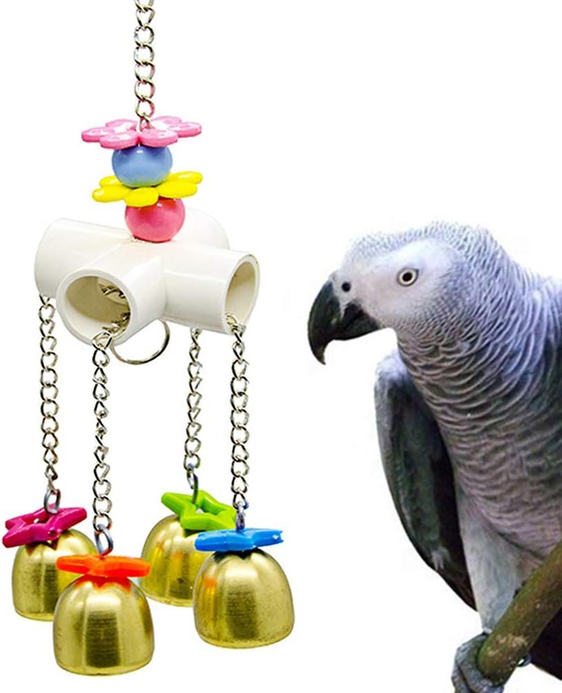 IUHKBH Bird Parrot Toy Colorful Bird Swing Toys with Bell Hanging Toy for Budgie Lovebirds Conures Small Parakeet Cages Decorative Accessories