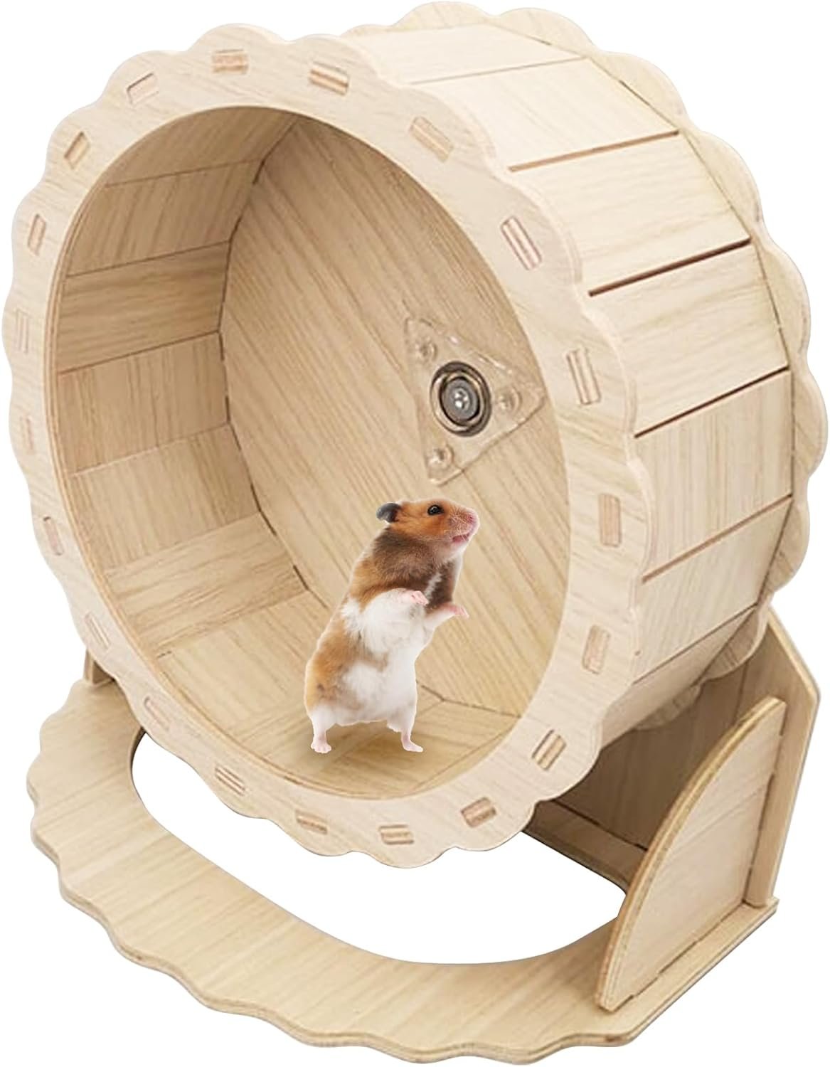 Hamiledyi Wooden Hamster Wheel, Small Pets Exercise Wheel, Silent Running Wheel for Gerbil, Mice, Dwarf Syrian Hamster (5.9in)