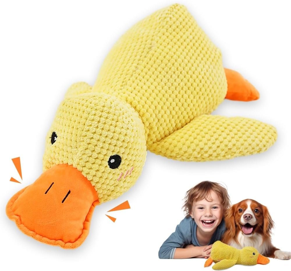 Duck Dog Toys,2026 New Calming Toy for Dogs,Dog Toys for Aggressive Chewers,Indestructible Toy for Large Small Dogs,Durable Stuffed Dog Puppy Toys (Yellow, Small)