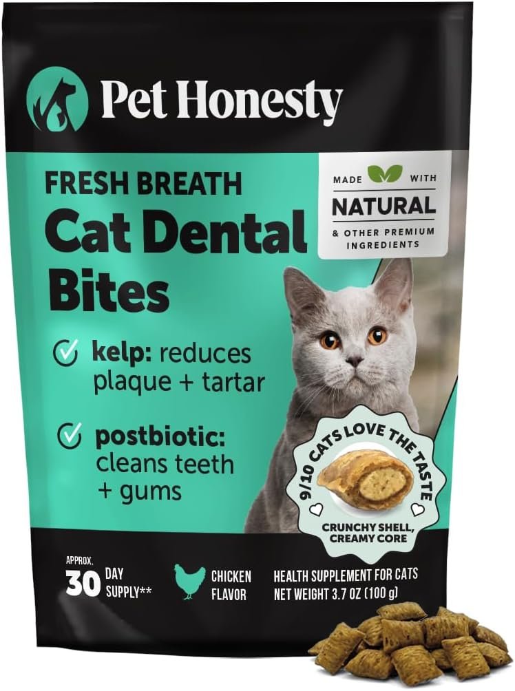 Fresh Breath Dental Bites for Cats – Crunchy & Creamy Cat Dental Treats for Fresh Breath, Tartar & Plaque Control – Dual-Texture Cat Oral Care Bites for Bright Teeth & Healthy Gums – 30 Day Supply