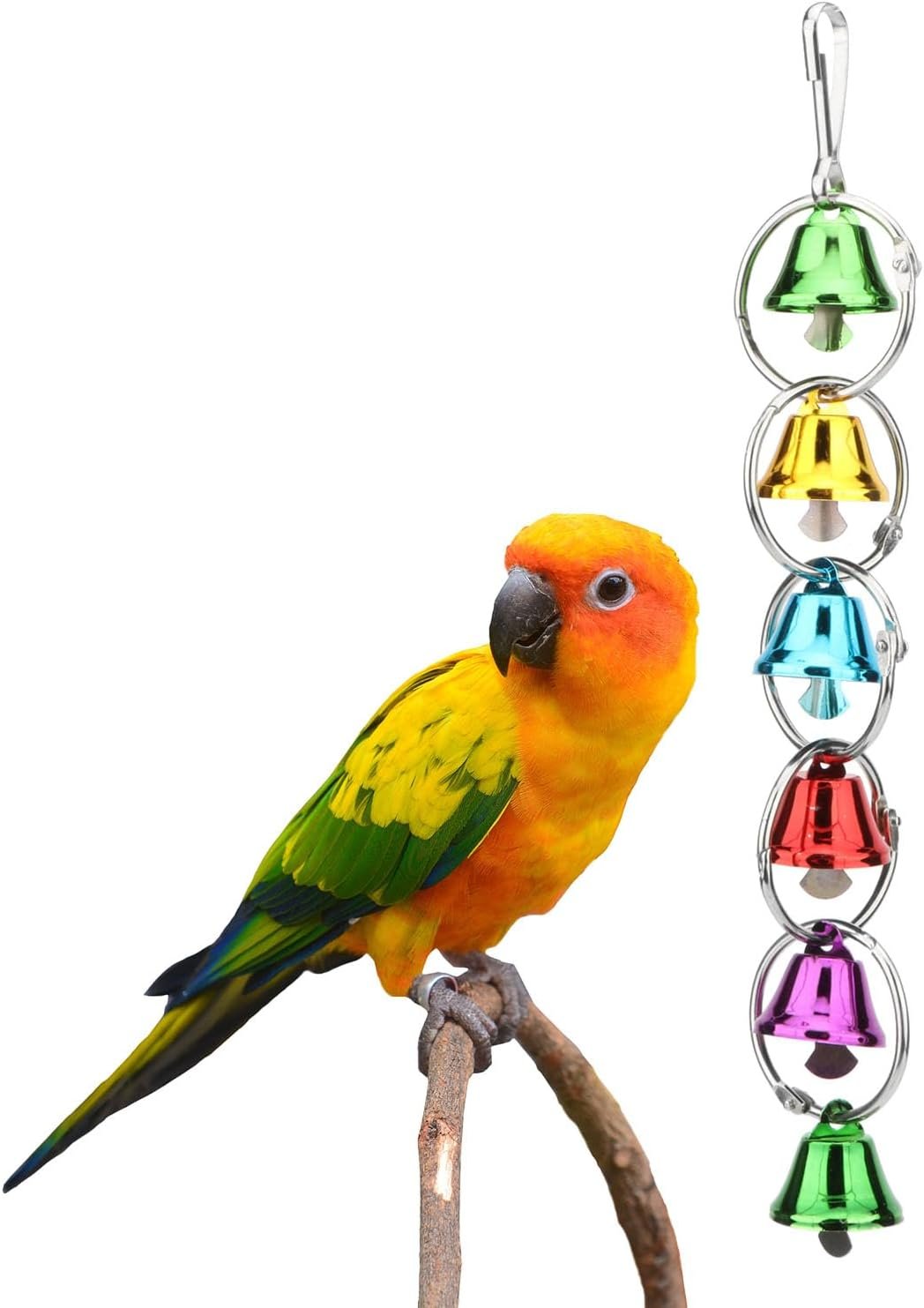 Hypeety Parrot Chew Toys Swing Colorful Bells Chandelier Bird Hanging Toy Parrot Cage Craft Toys Cages African Grey Conure Cockatiel Hanging Bell C