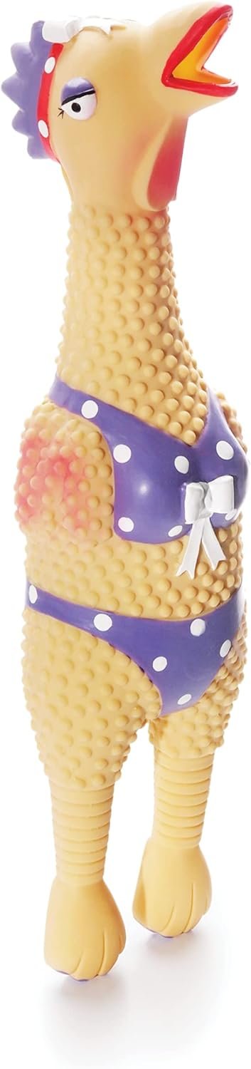 Outward Hound by Charming Pet Squawkers Henrietta Latex Squeaky Rubber Chicken Dog Toy, Funny Interactive Holiday Toy for Dogs, Large Size