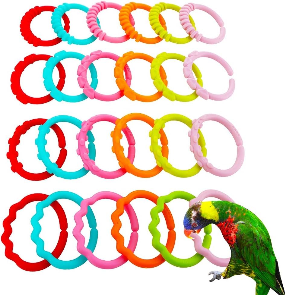 24 Pcs Bird Chewing Toy Parrot Plastic Large Link DIY Cage Accessories