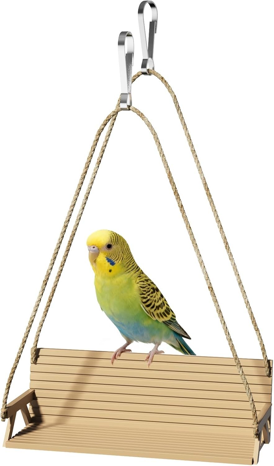 Bird Swings Toys for Cage, Bench Parakeet Toys Parrot Platform Bird Climbing Hanging Hammock Perch for Parakeet, Cockatiel, Sun Conure, Lovebird, Budgie, Small (1 PCS)